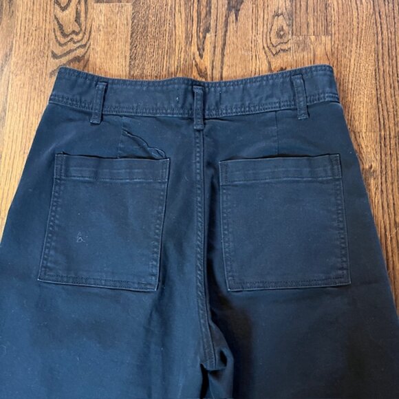 Zara Black High Rise Wide Leg Cotton Blend Pants Women’s Size 12 - Picture 6 of 8